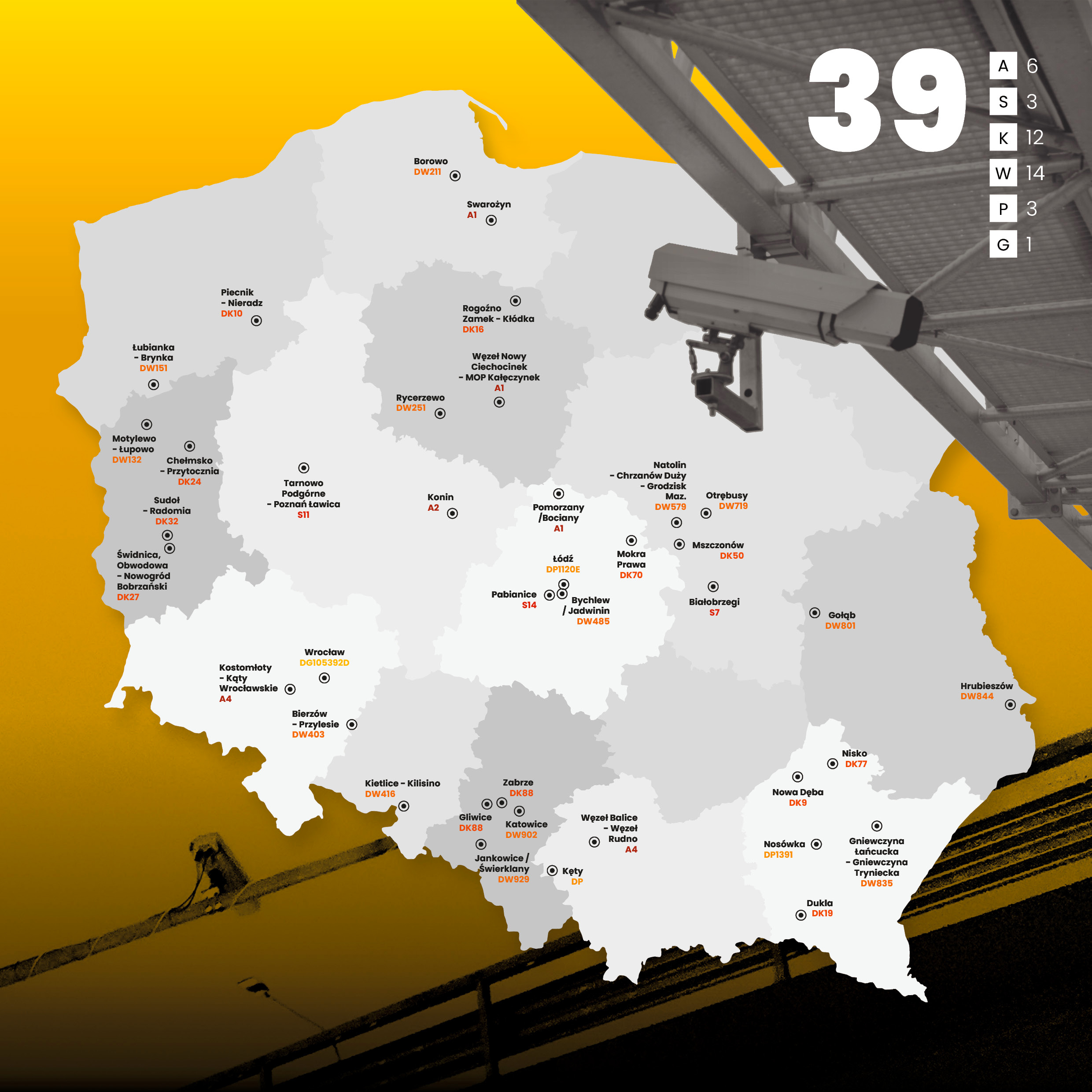 Polskie drogi - mapa 39 nowych miejsc z odcinkowym pomiarem prędkości, 2022